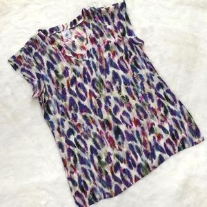 Cabi plume 5027 colorful feather animal print top
